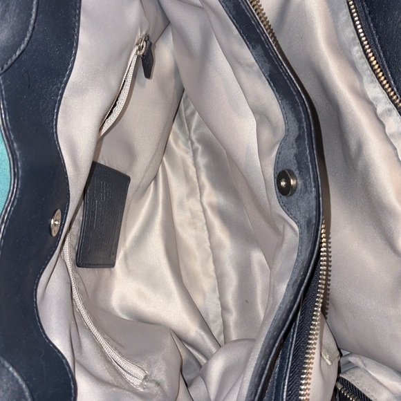 Coach  Lexy shoulder bag  Satchel  leather  metallic Steel blue  pristine 3 Comp - Picture 4 of 15